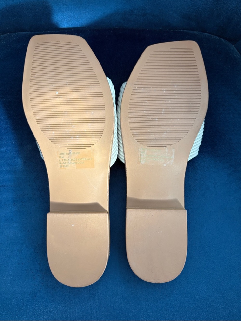 Steve Madden Limitt Cream Woven Cross-Band Slide Slip On Flat Sandals Size 10M - Picture 5 of 6